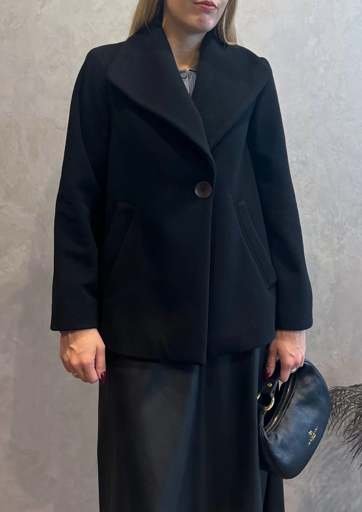 Cappotto corto foderato misto lana-kashmir