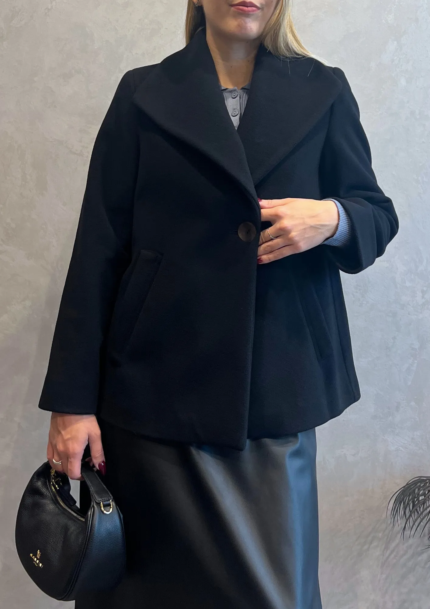 Cappotto corto foderato misto lana-kashmir