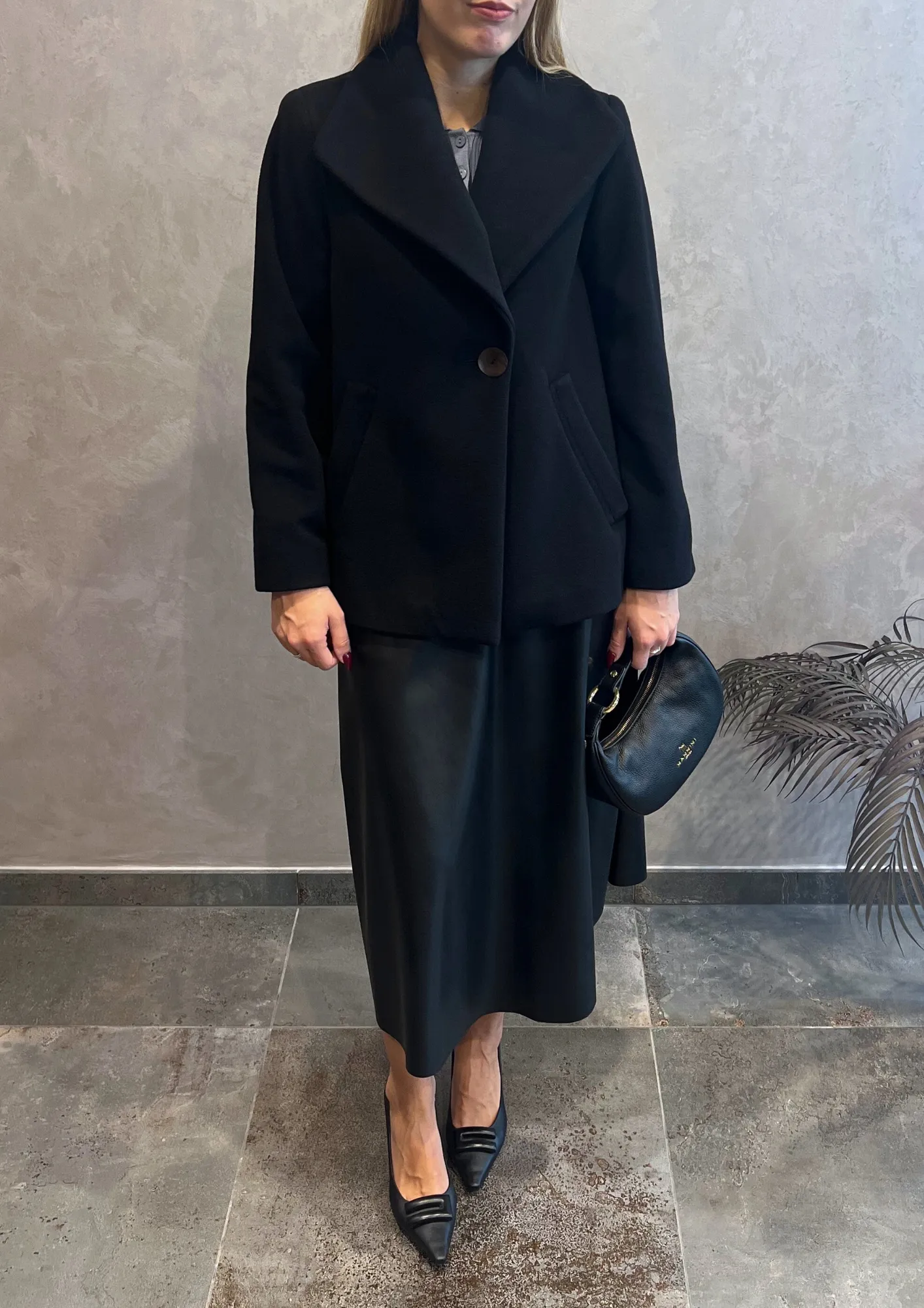 Cappotto corto foderato misto lana-kashmir