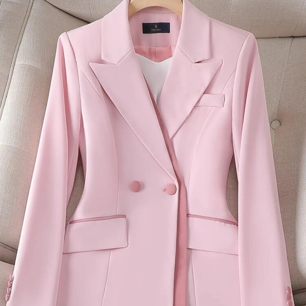 Cappotto da giacca da lavoro da lavoro da donna da ufficio da donna alla moda rosa bianco per l'autunno inverno