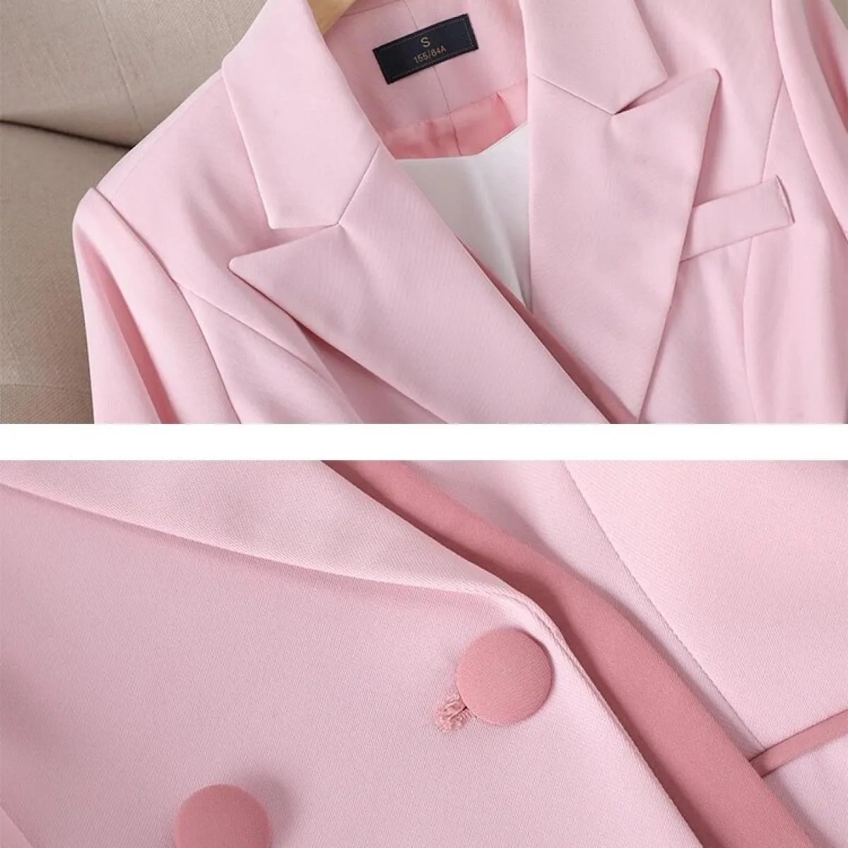 Cappotto da giacca da lavoro da lavoro da donna da ufficio da donna alla moda rosa bianco per l'autunno inverno