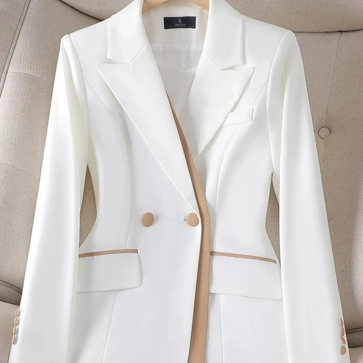 Cappotto da giacca da lavoro da lavoro da donna da ufficio da donna alla moda rosa bianco per l'autunno inverno