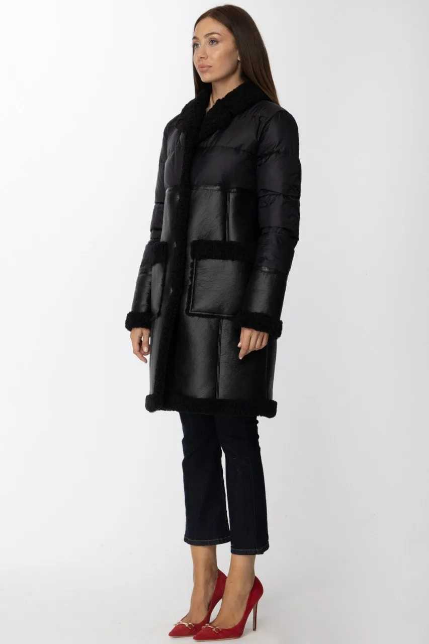 Cappotto Fake Shearlin con bottoni logati NERO LIMOUSINE