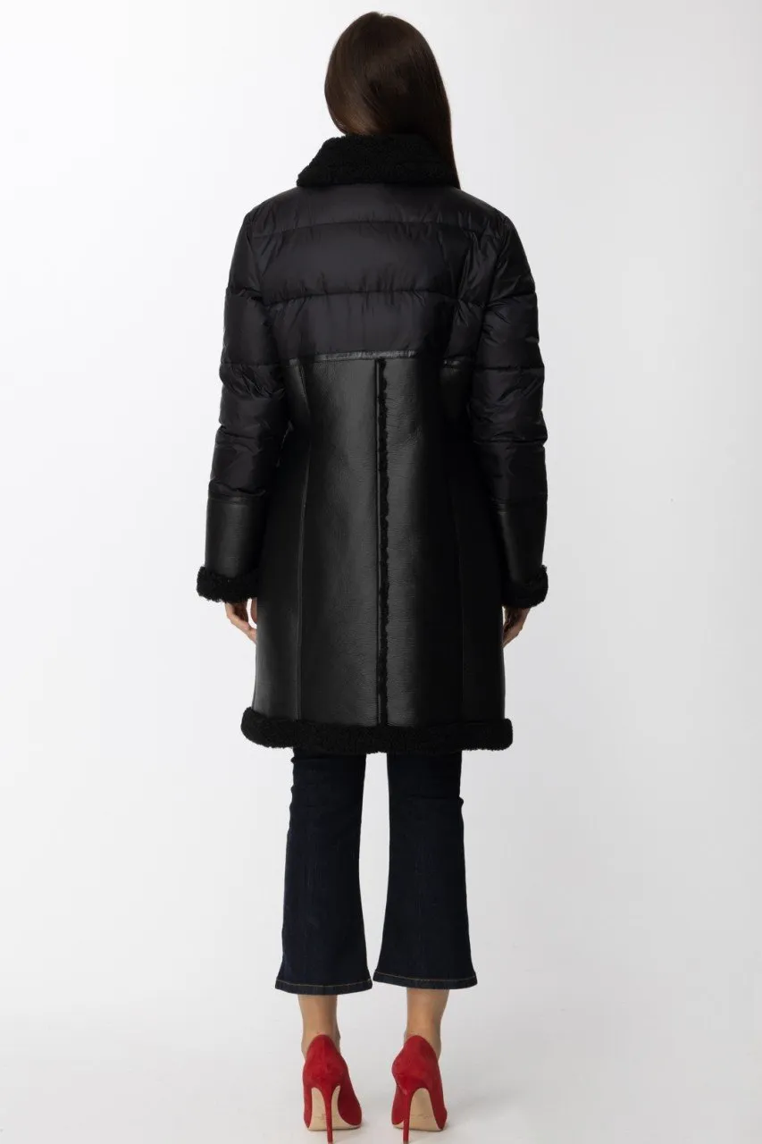 Cappotto Fake Shearlin con bottoni logati NERO LIMOUSINE