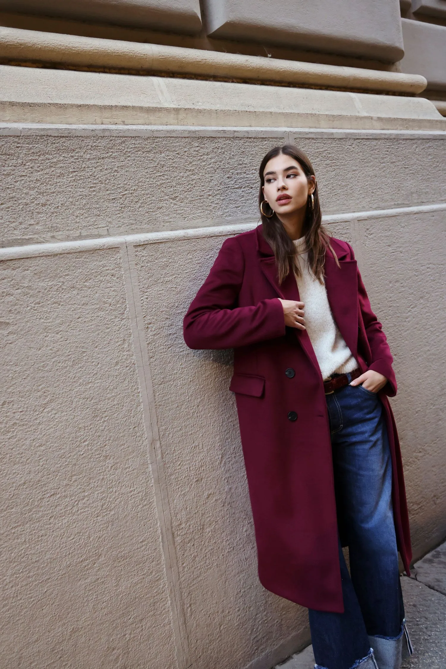 Cappotto lungo con doppiopetto 
