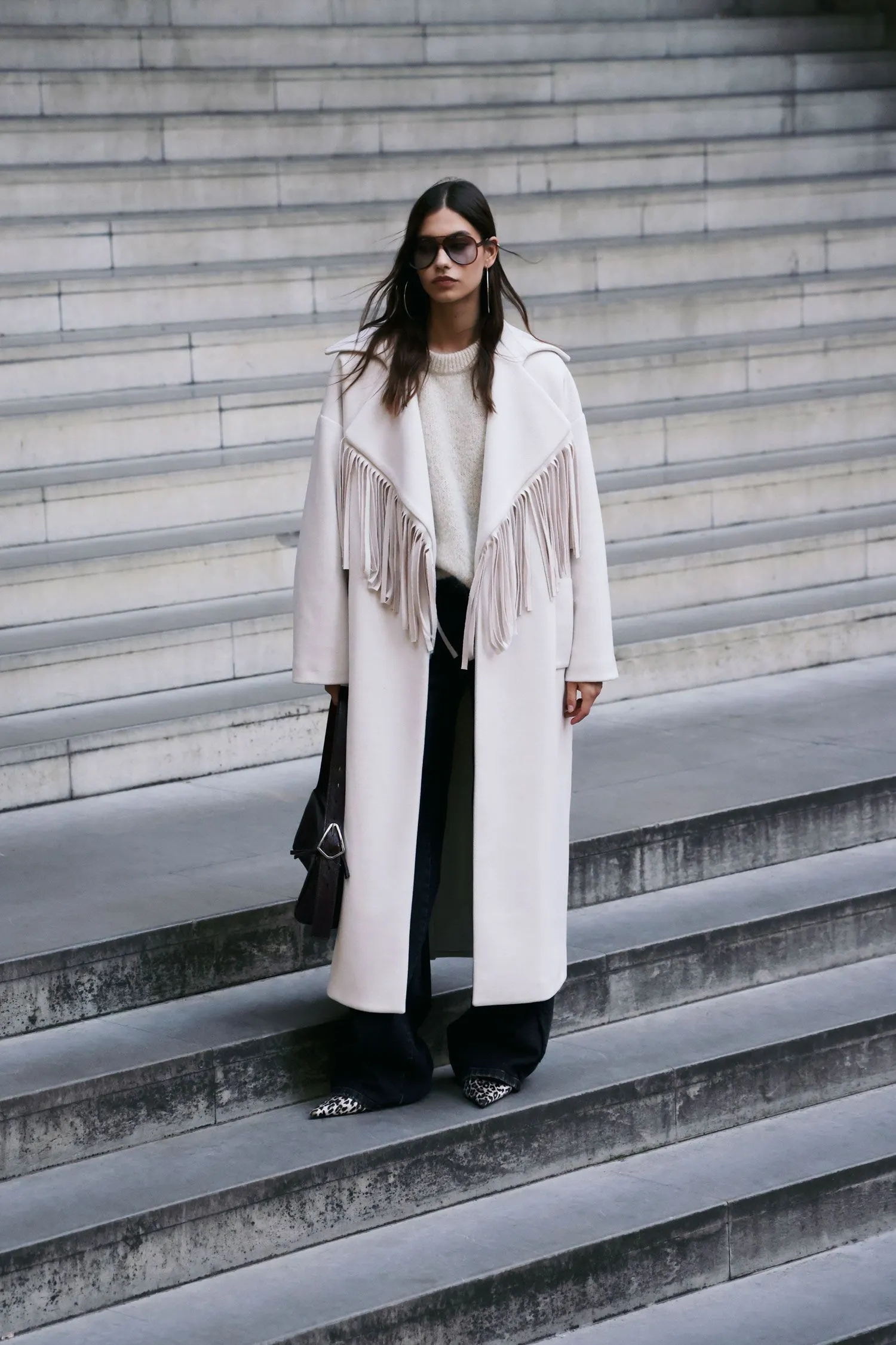  Cappotto lungo con frange 