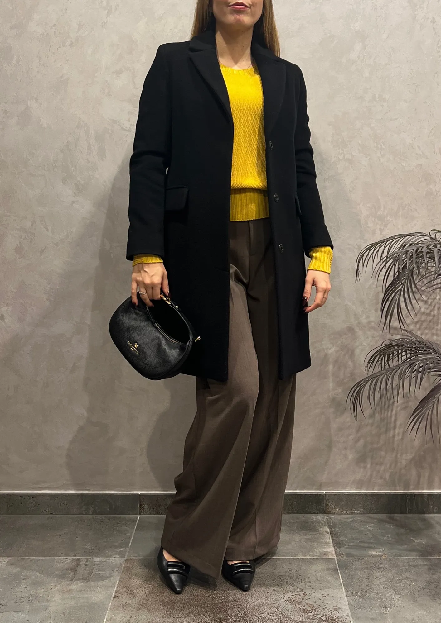 Cappotto midi foderato misto lana-kashmir
