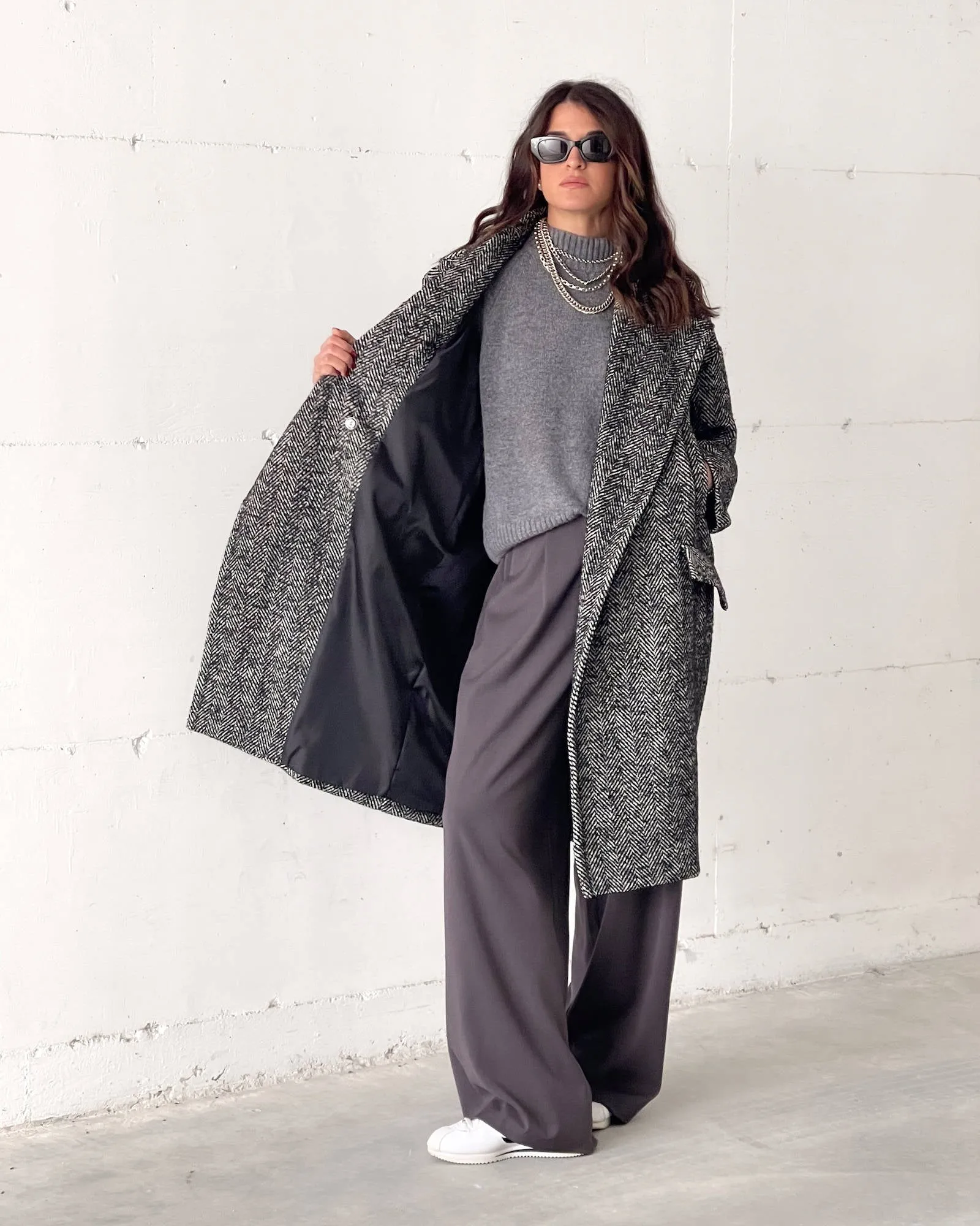 CAPPOTTO OVER SPINATO MIRANDA NERO