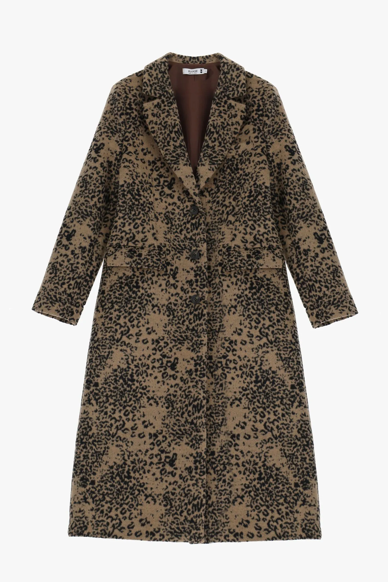  Cappotto stampa maculata e bottoni 