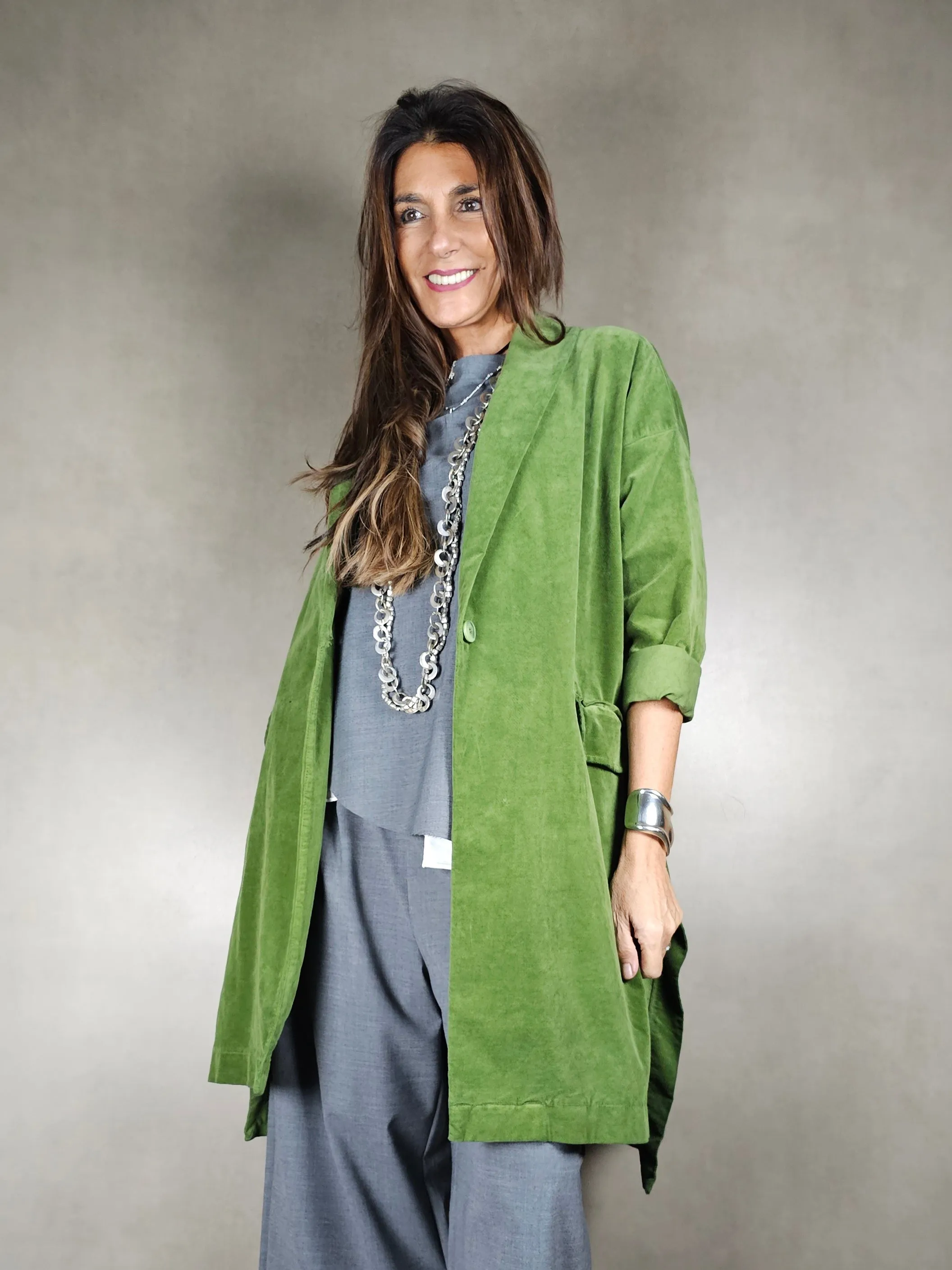 cappotto velluto liscio spacchi 97co3ea