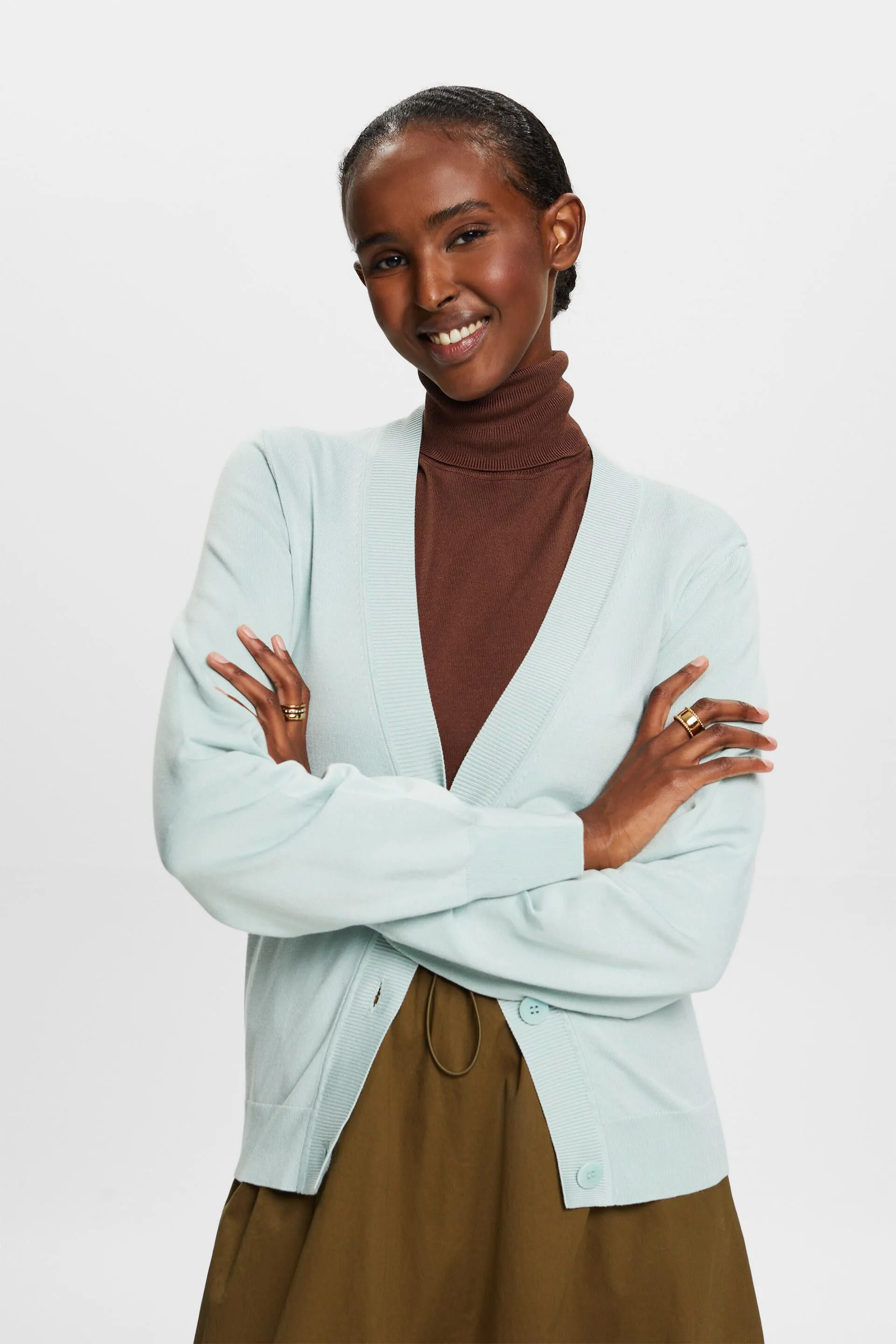 Cardigan basic con scollo a V
