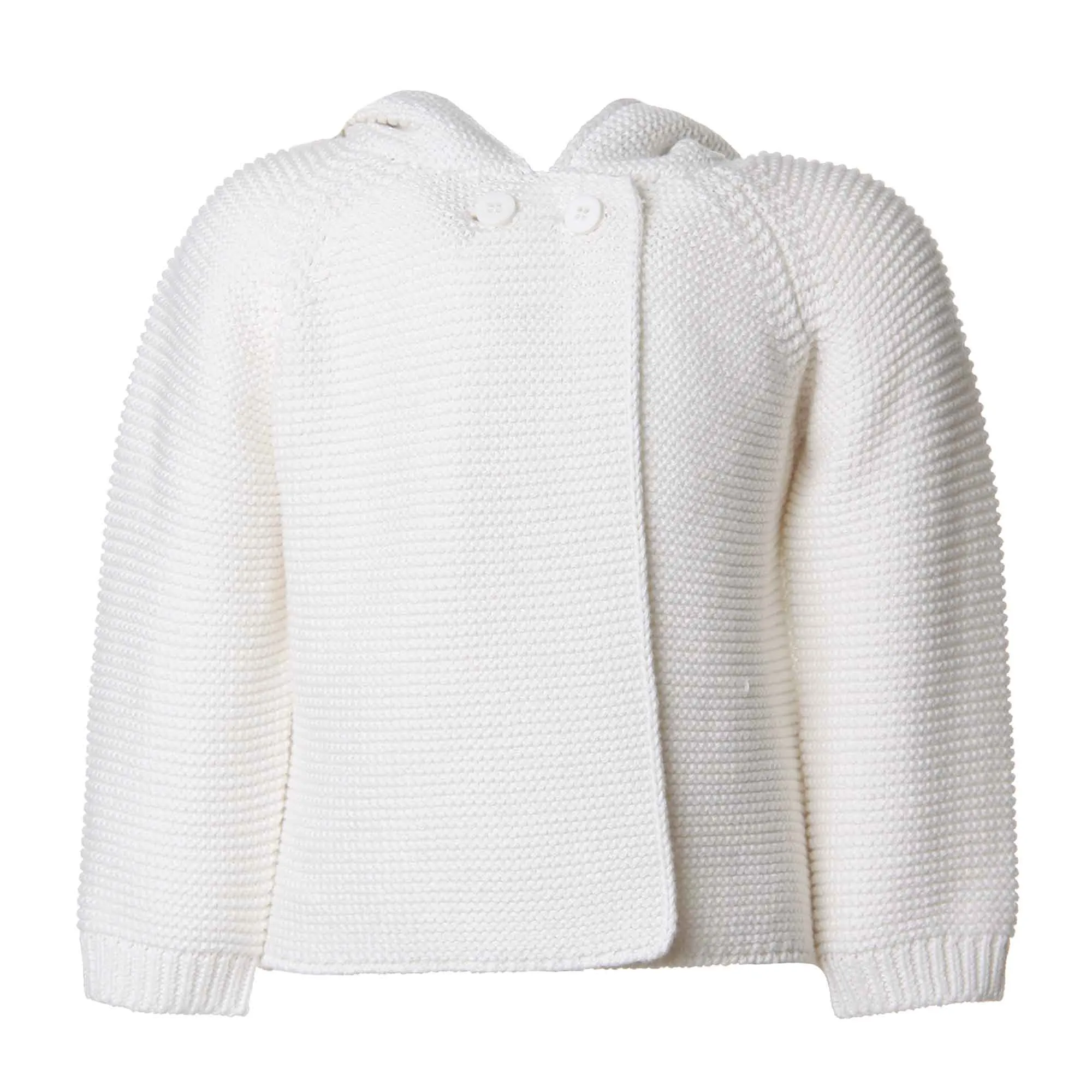 Cardigan Bianco Bimba Con Cappuccio