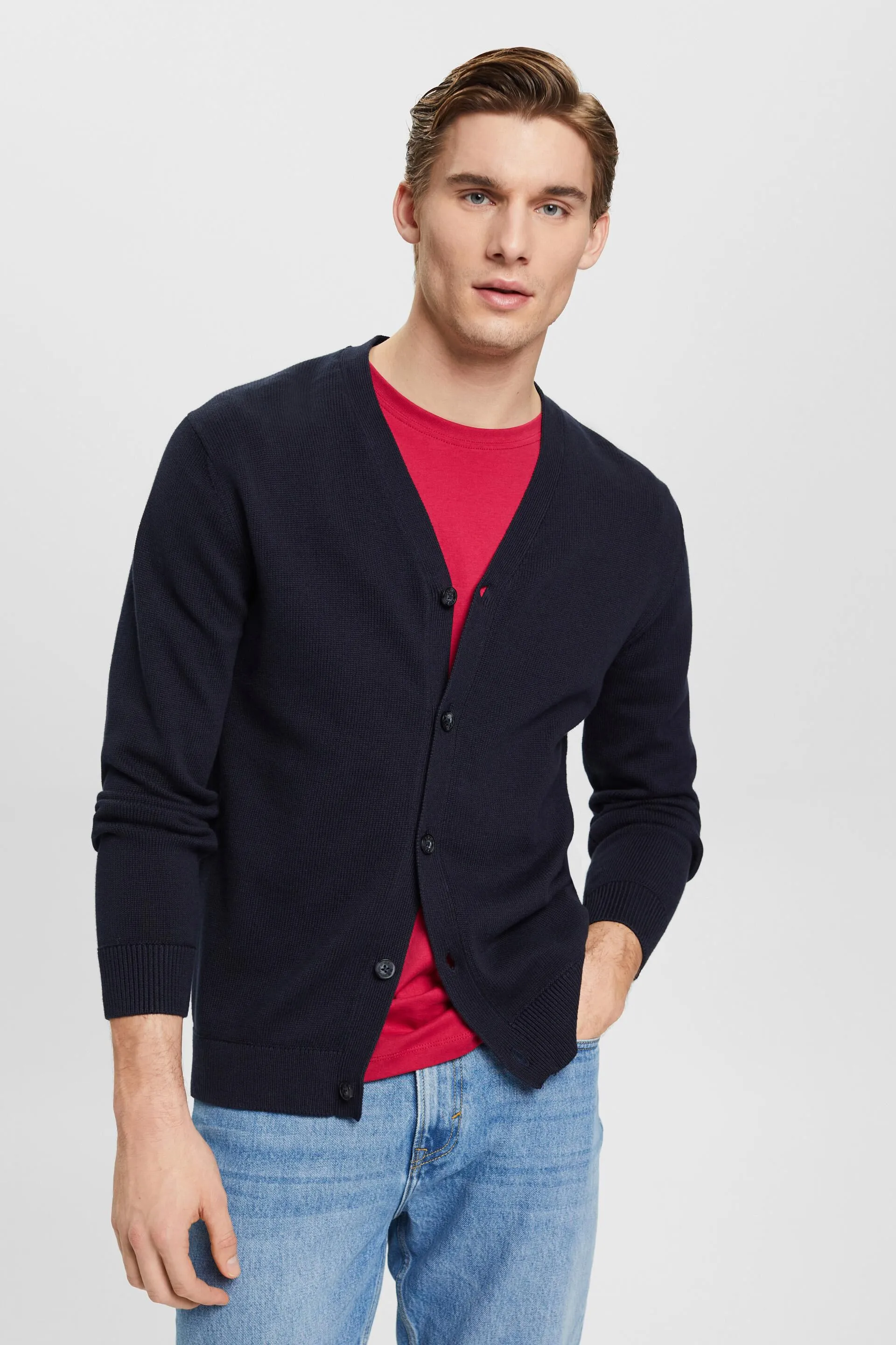 Cardigan con scollo a V in cotone sostenibile