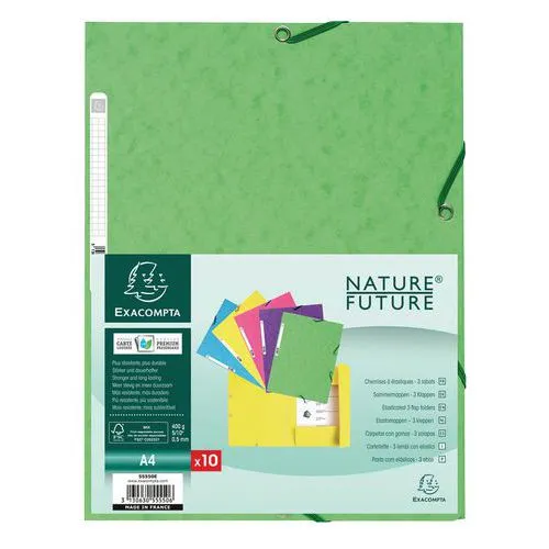 Cartellina a 3 lembi con elastici cartoncino lucido 400g/m2 ® A4