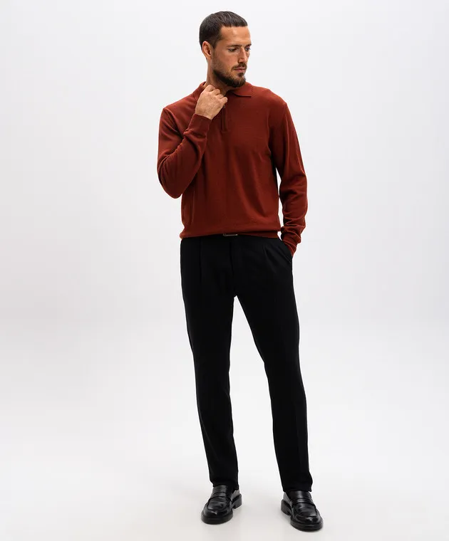 Cashmere&Whiskey Polo arancione in lana merino 94394Z