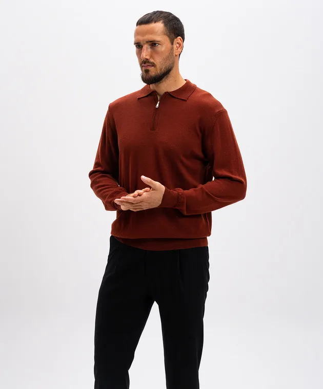 Cashmere&Whiskey Polo arancione in lana merino 94394Z