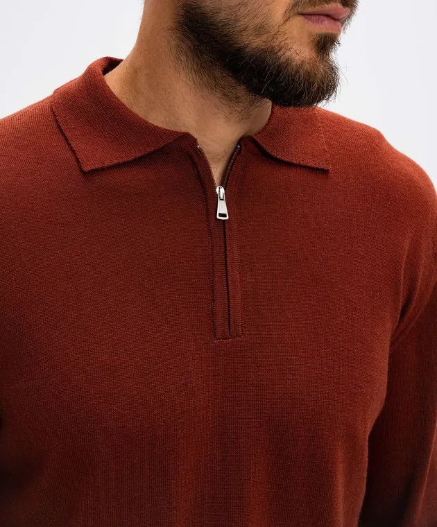 Cashmere&Whiskey Polo arancione in lana merino 94394Z