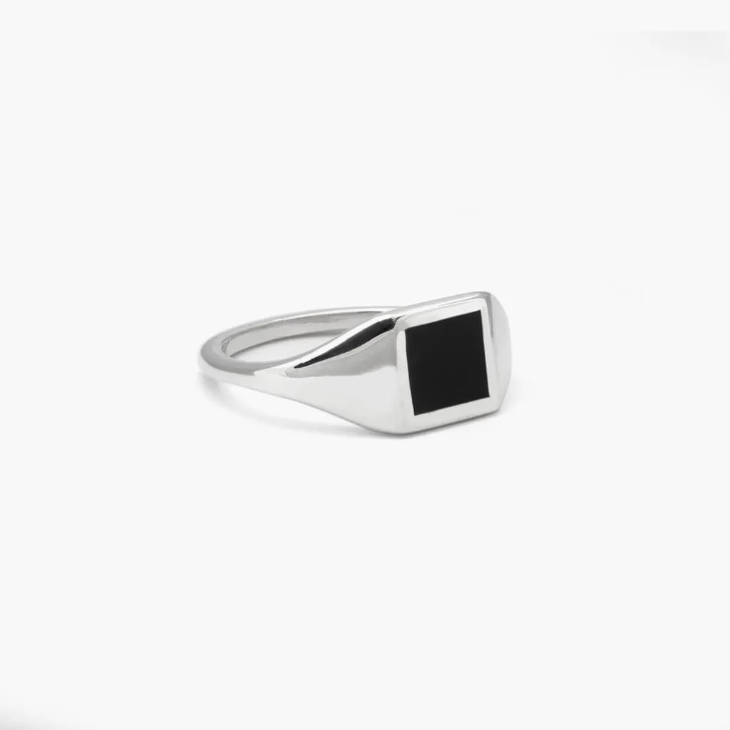 Chevalier quadrato smalto nero argento lucido Nove25 Mis.8