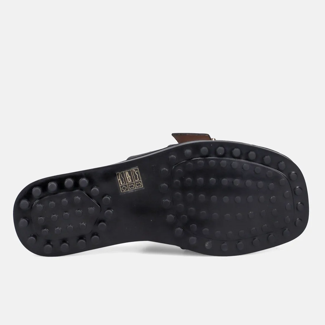 Ciabattina Rossano Bisconti in pelle nera con accessorio oro