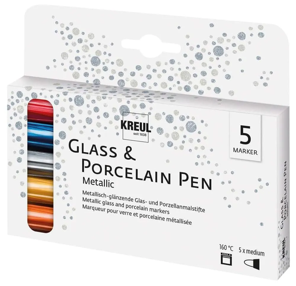 C.Kreul KREUL Penna in vetro e porcellana media metallizzata, set di 5