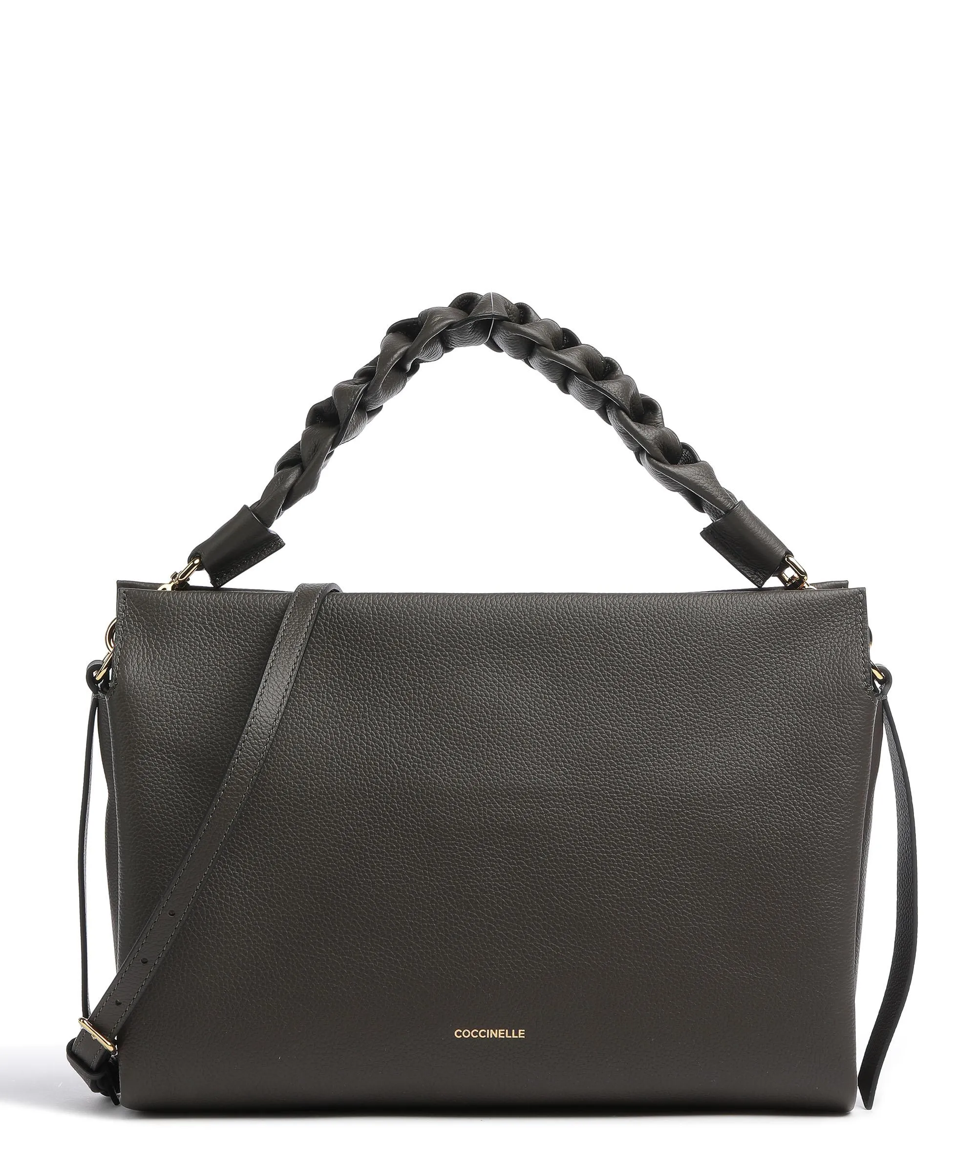  Coccinelle Boheme Grana Double Borsa a mano pelle granulata marrone scuro  