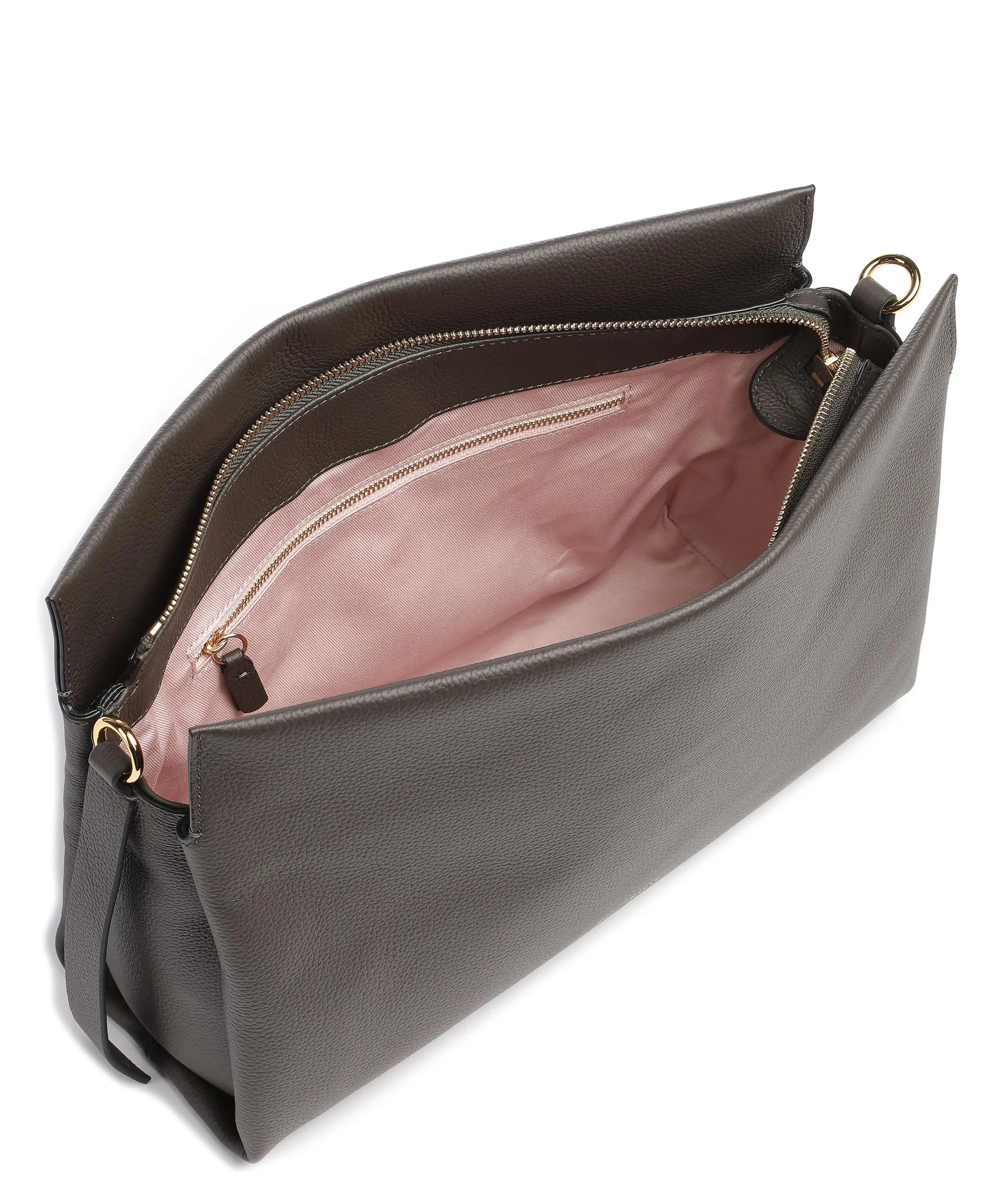  Coccinelle Boheme Grana Double Borsa a mano pelle granulata marrone scuro  