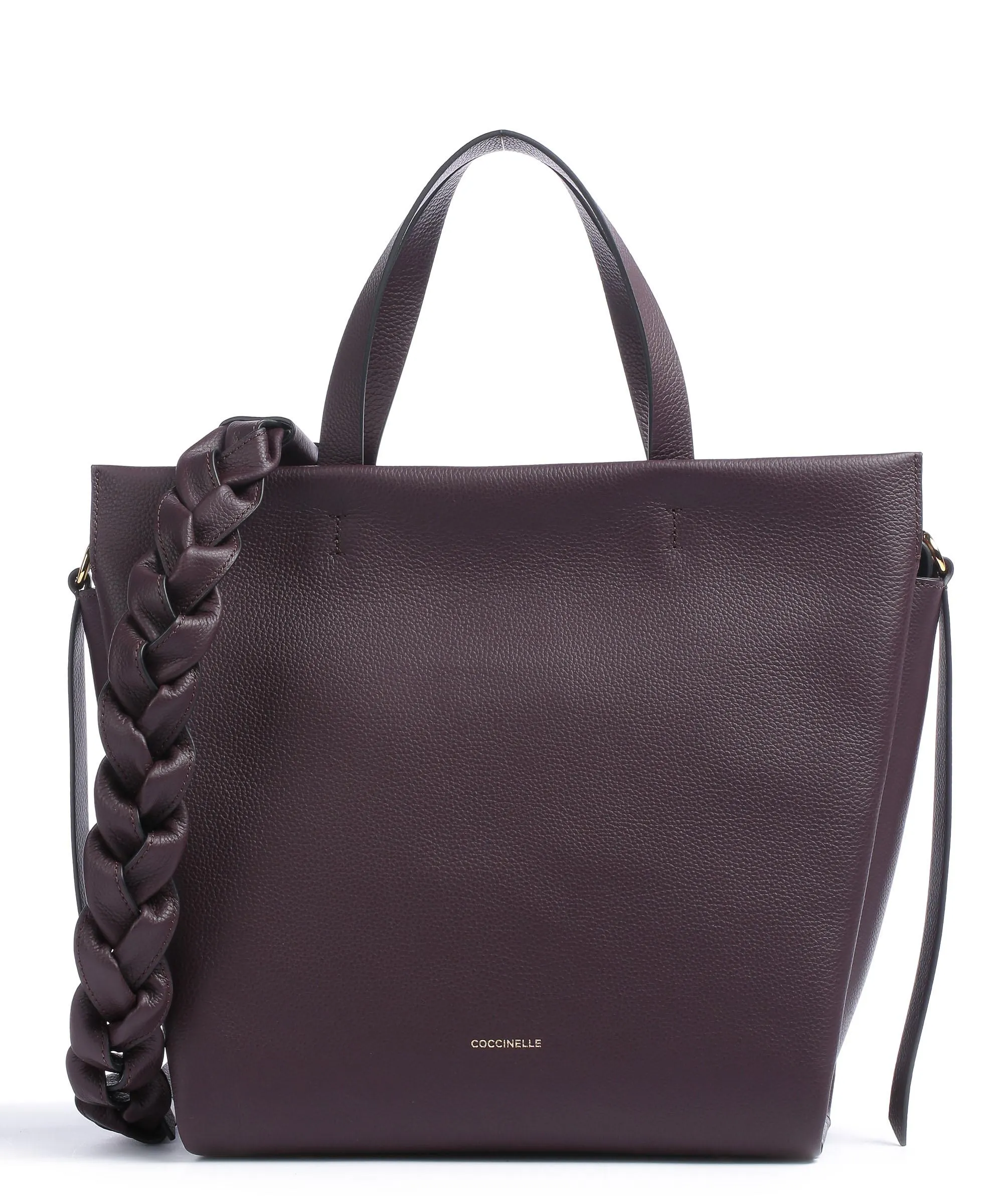  Coccinelle Boheme Grana Double Borsa a mano pelle granulata mogano  