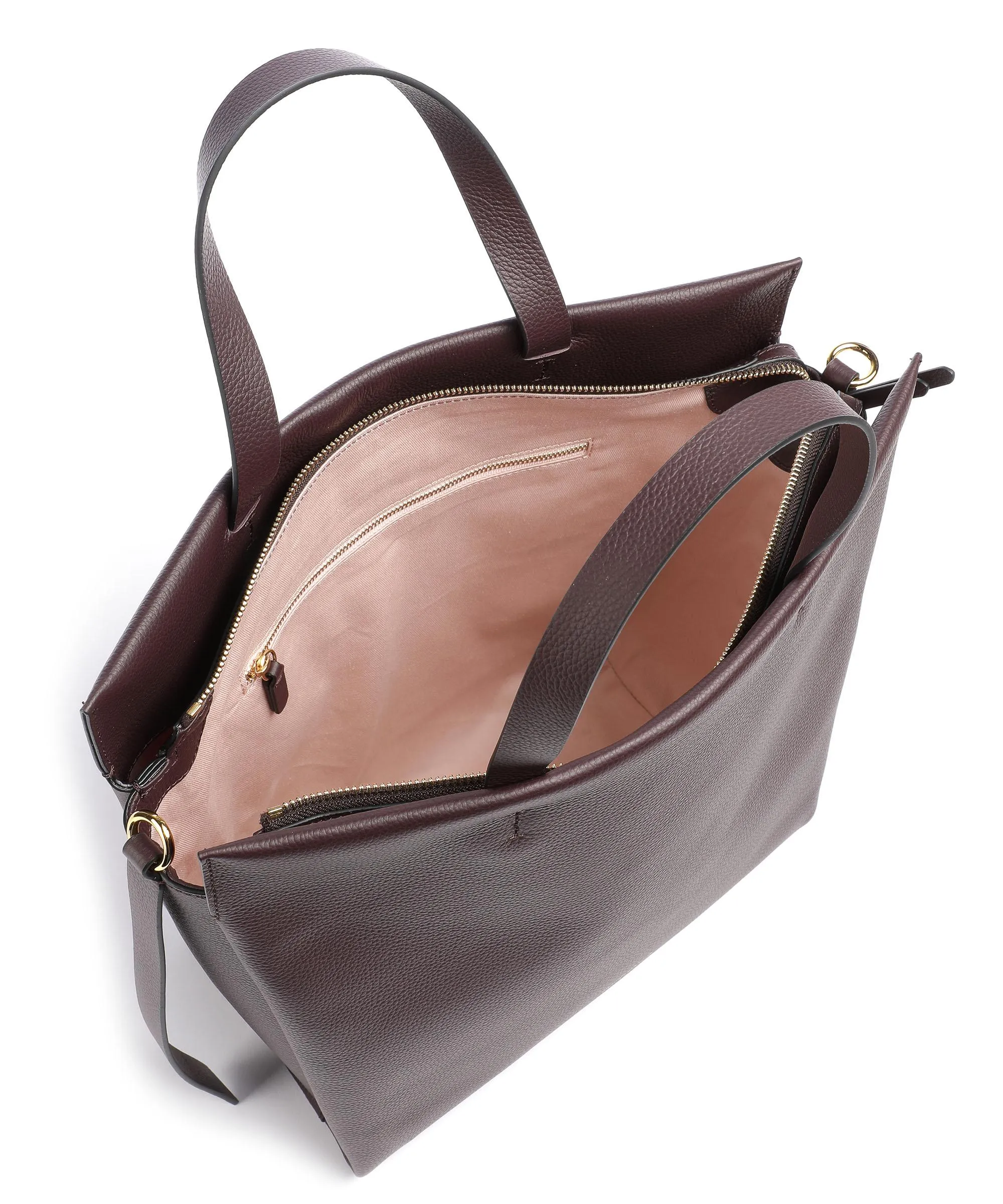  Coccinelle Boheme Grana Double Borsa a mano pelle granulata mogano  