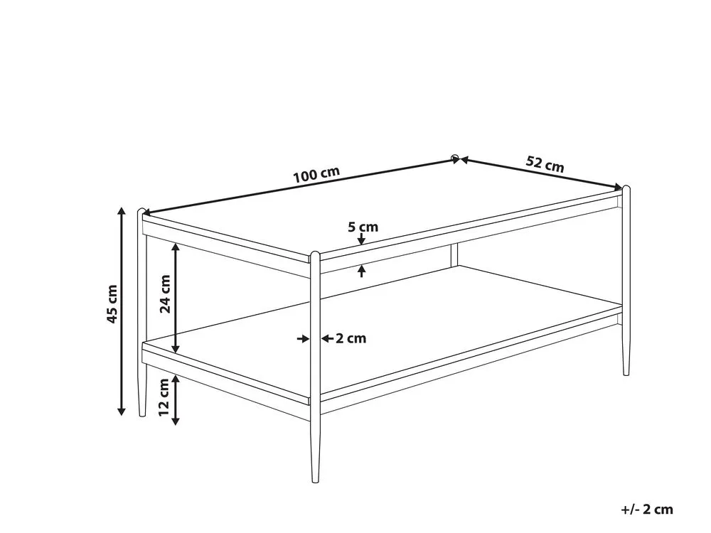 Coffee Table Dark Wood with Black AVOCA