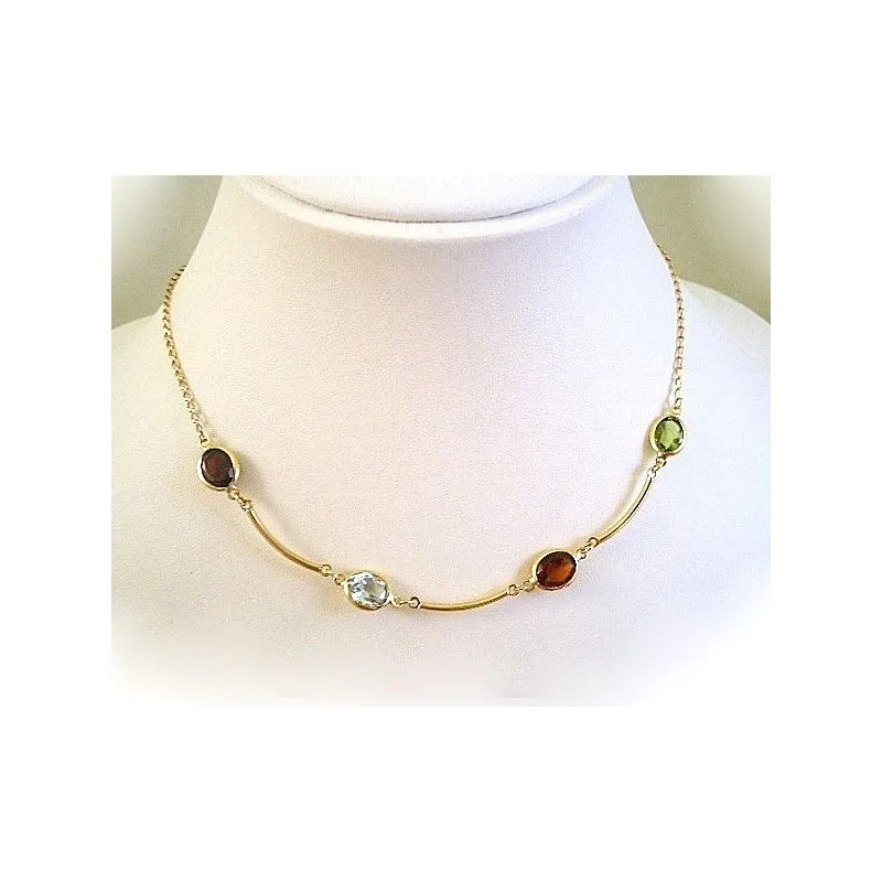 COLLANA COLLIER IN ORO GIALLO 18KT CON ZIRCONI COLORATI
