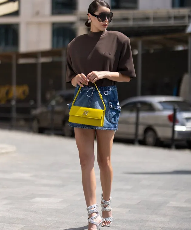 Coperni Minigonna in denim blu con tasche COPJ49252