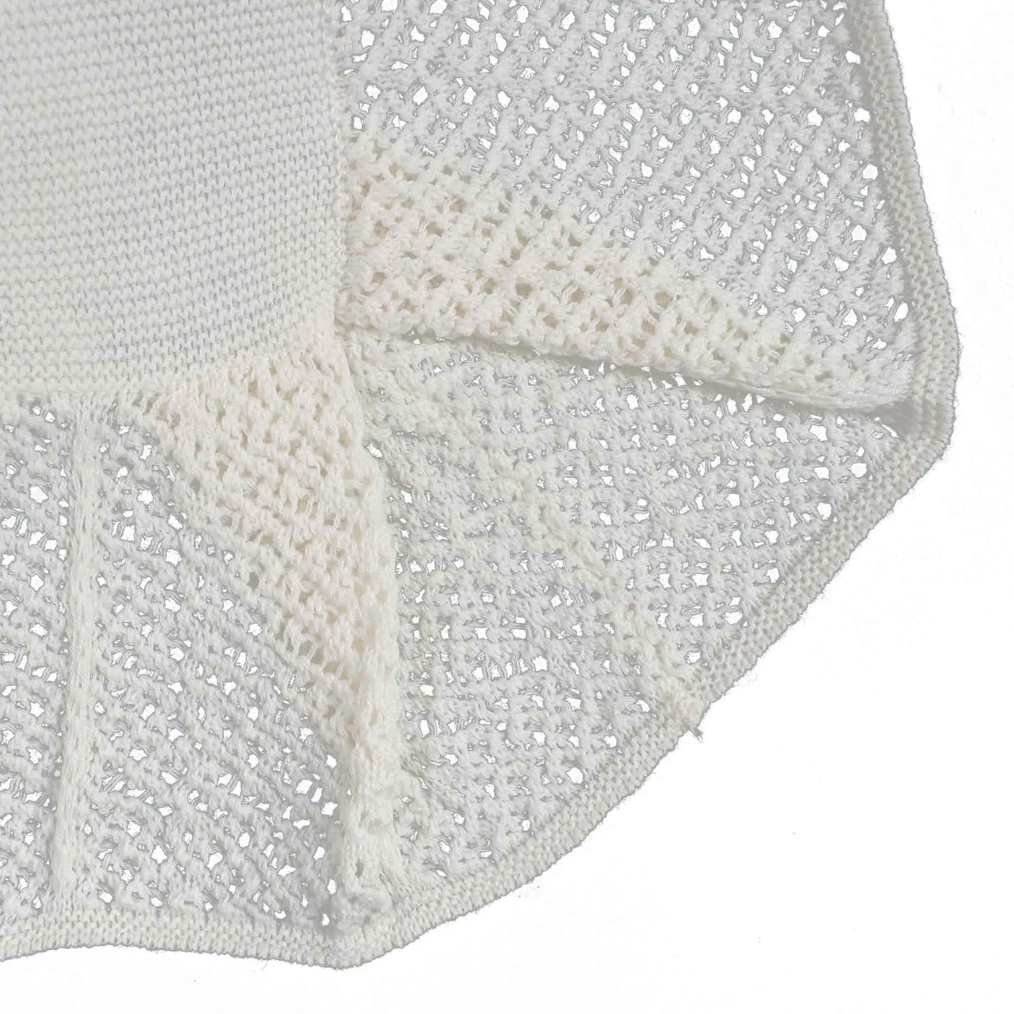 Coperta Culla Lana E Cotone Bianca