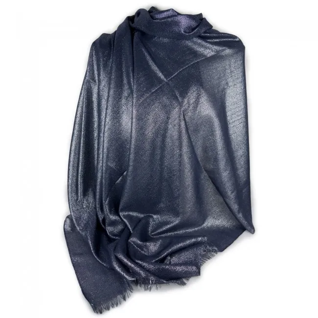 Coprispalle elegante blu notte con frange