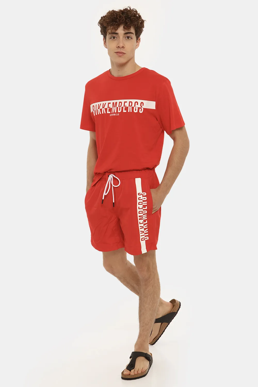 Costume Bikkembergs rosso a pantaloncino con logo
