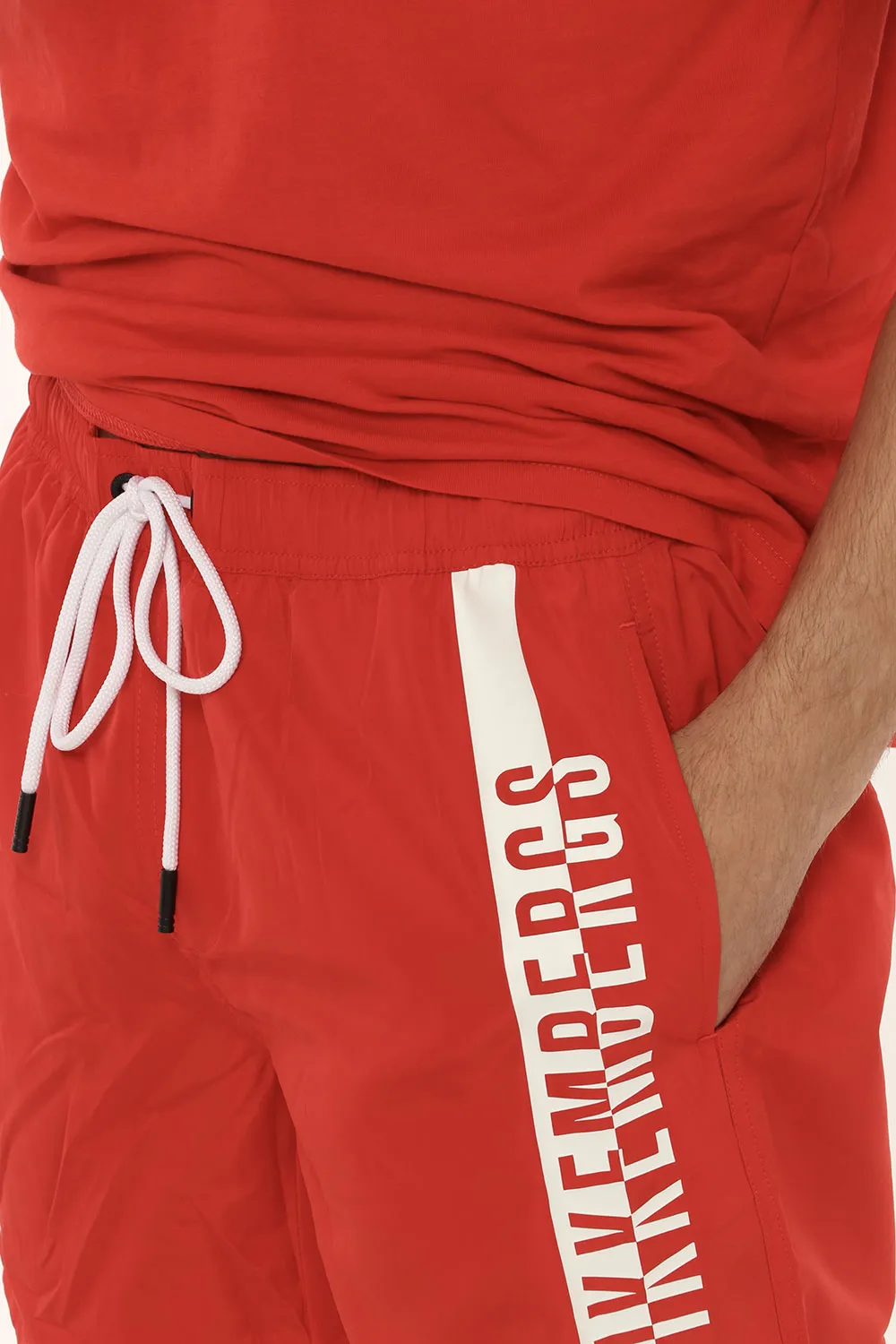 Costume Bikkembergs rosso a pantaloncino con logo