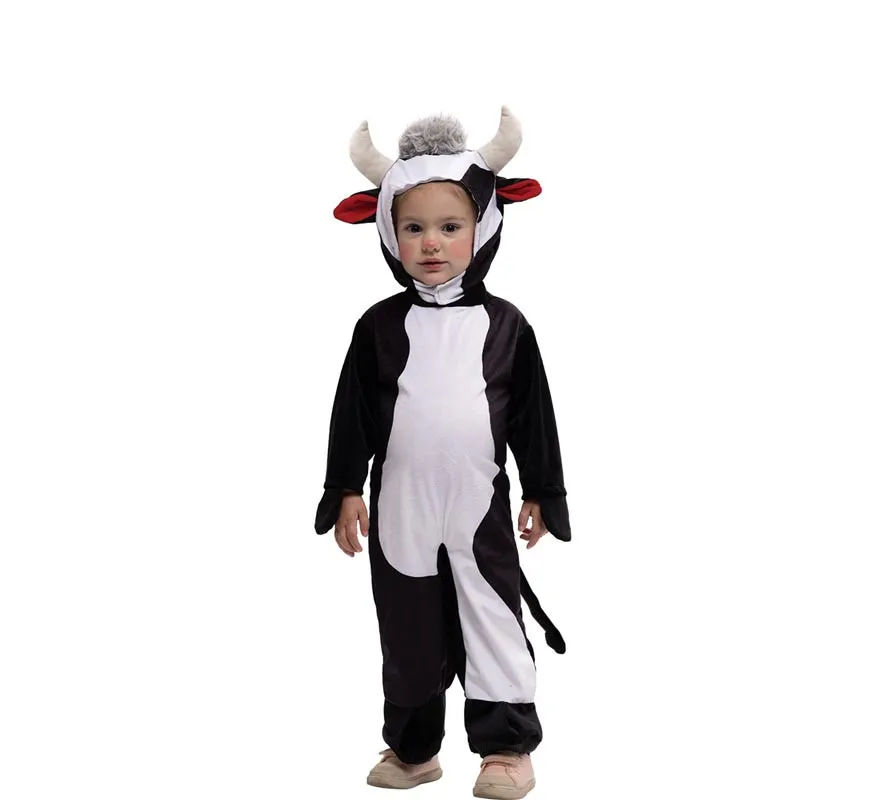 Costume da toro bianco e nero con cappuccio per bambino