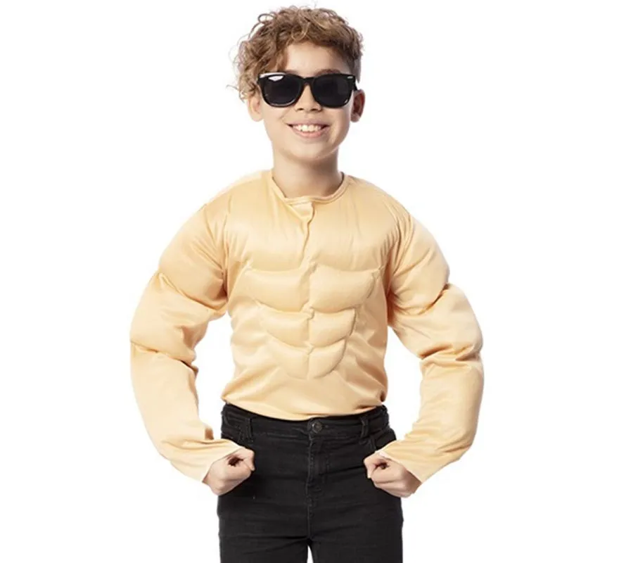 Costume o maglietta con muscoli da uomo forte per bambini