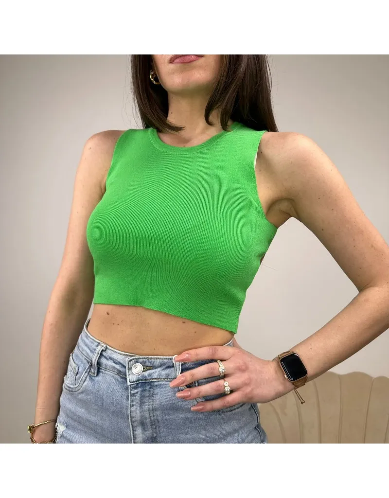 CROP TOP A COSTINE VERDE