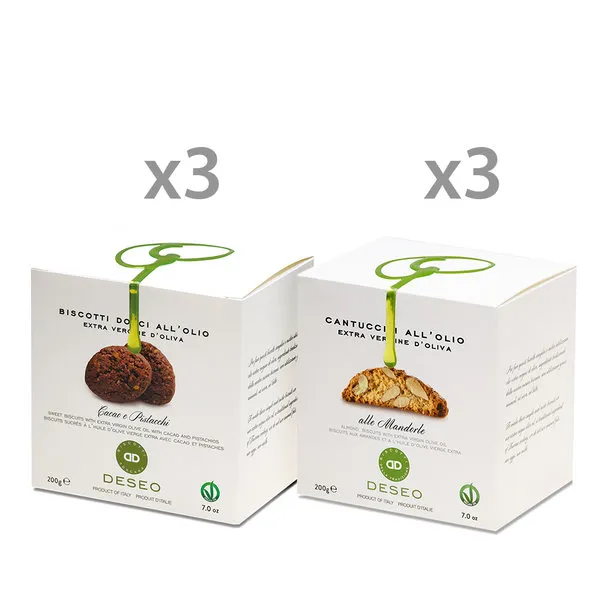 Deseo Mix Biscotti Dolci all''Olio Extravergine di Oliva - 6 scatoline da 200 gr