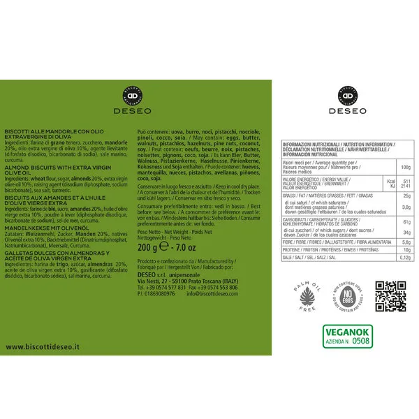 Deseo Mix Biscotti Dolci all''Olio Extravergine di Oliva - 6 scatoline da 200 gr