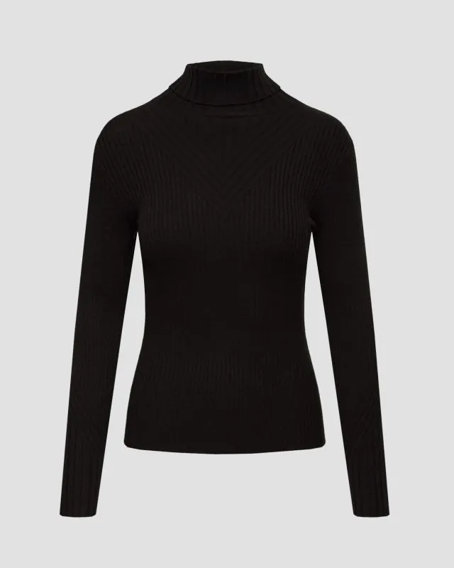Dolcevita nero da donna Varley Esme Rib Roll Neck