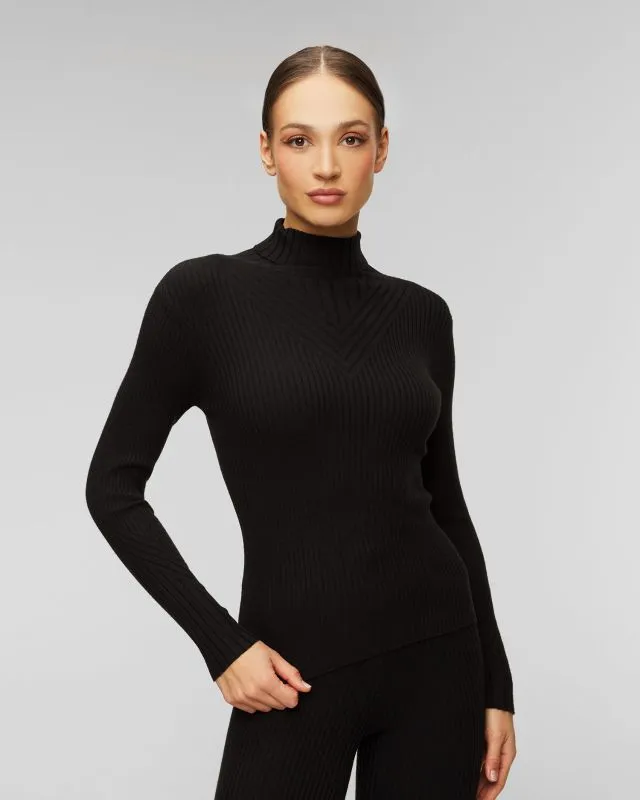 Dolcevita nero da donna Varley Esme Rib Roll Neck