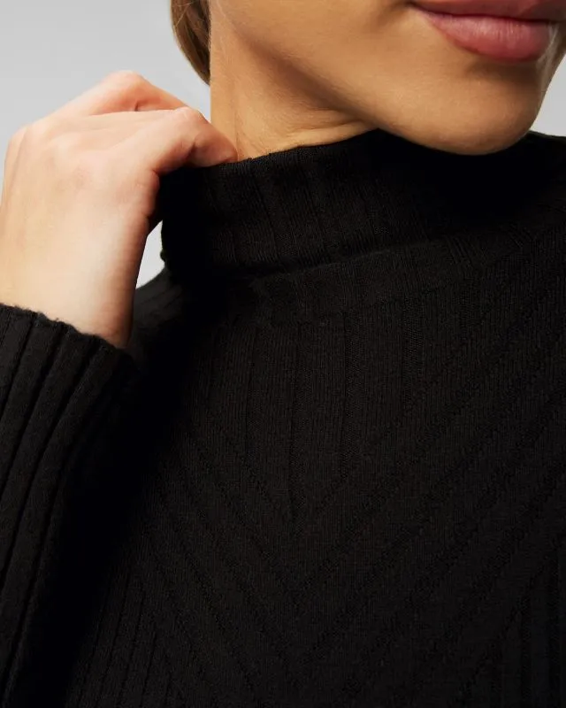 Dolcevita nero da donna Varley Esme Rib Roll Neck