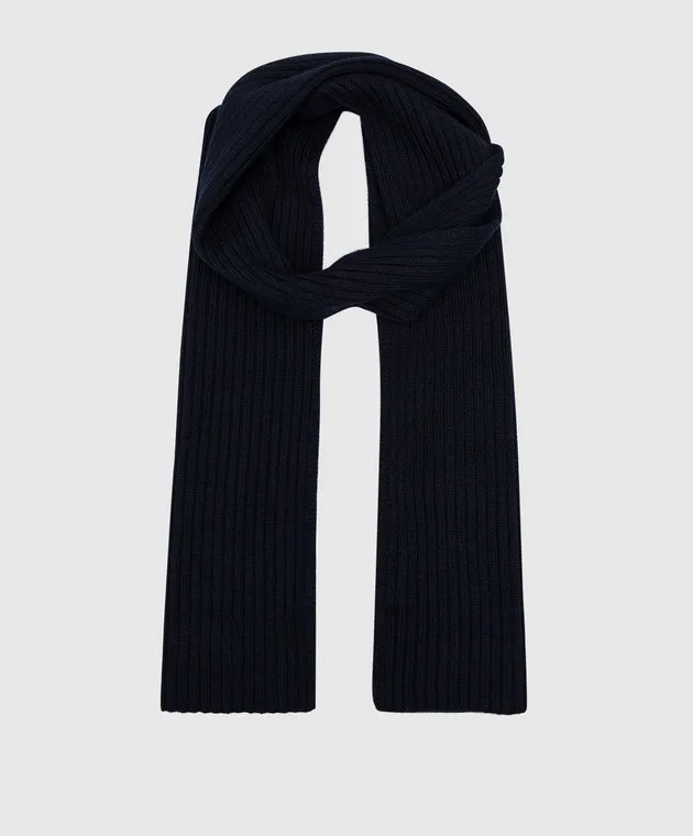 D'Uomo Milano Sciarpa blu con cicatrice in lana merino 103