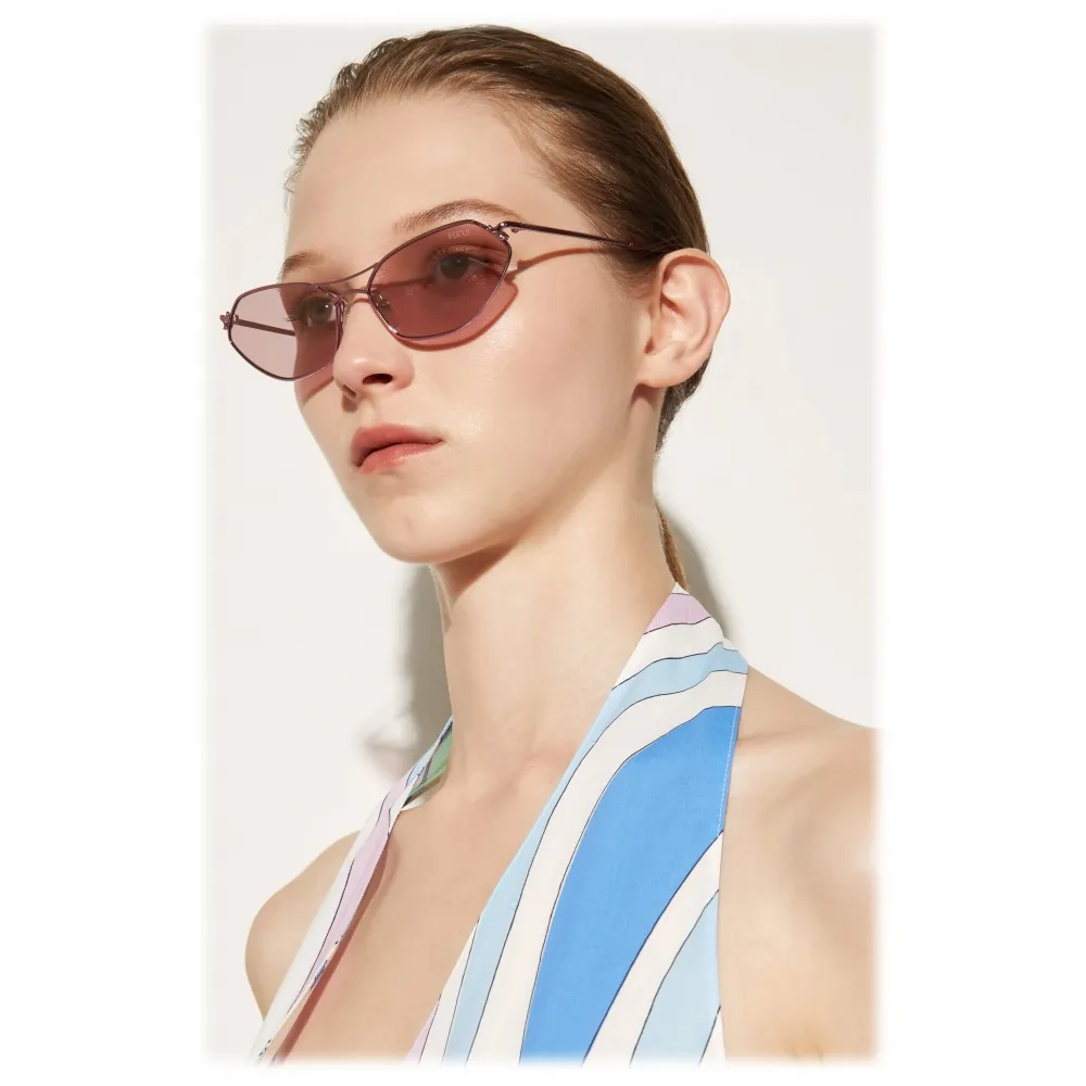Emilio Pucci - Occhiali da Sole Cat-Eye - Rosa Rosato Rosso Rubino - Occhiali da Sole - Emilio Pucci Eyewear