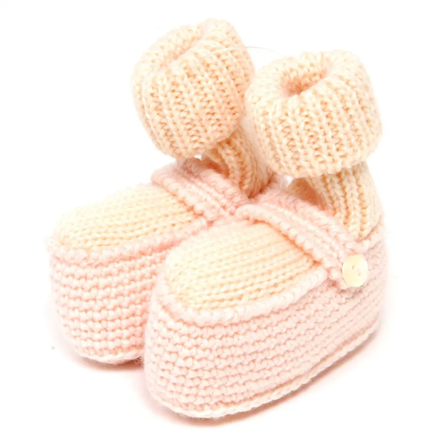 F5314 scarpine lana bimba girl PAULA pink wool newborn shoe
