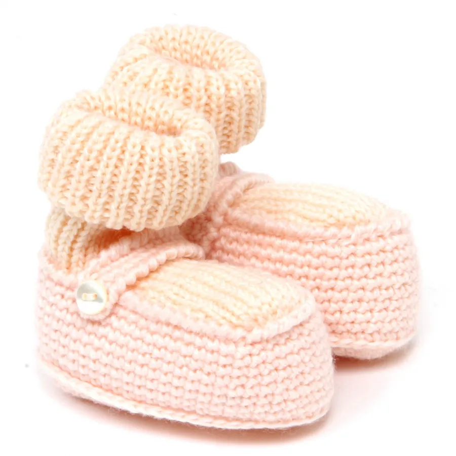 F5314 scarpine lana bimba girl PAULA pink wool newborn shoe