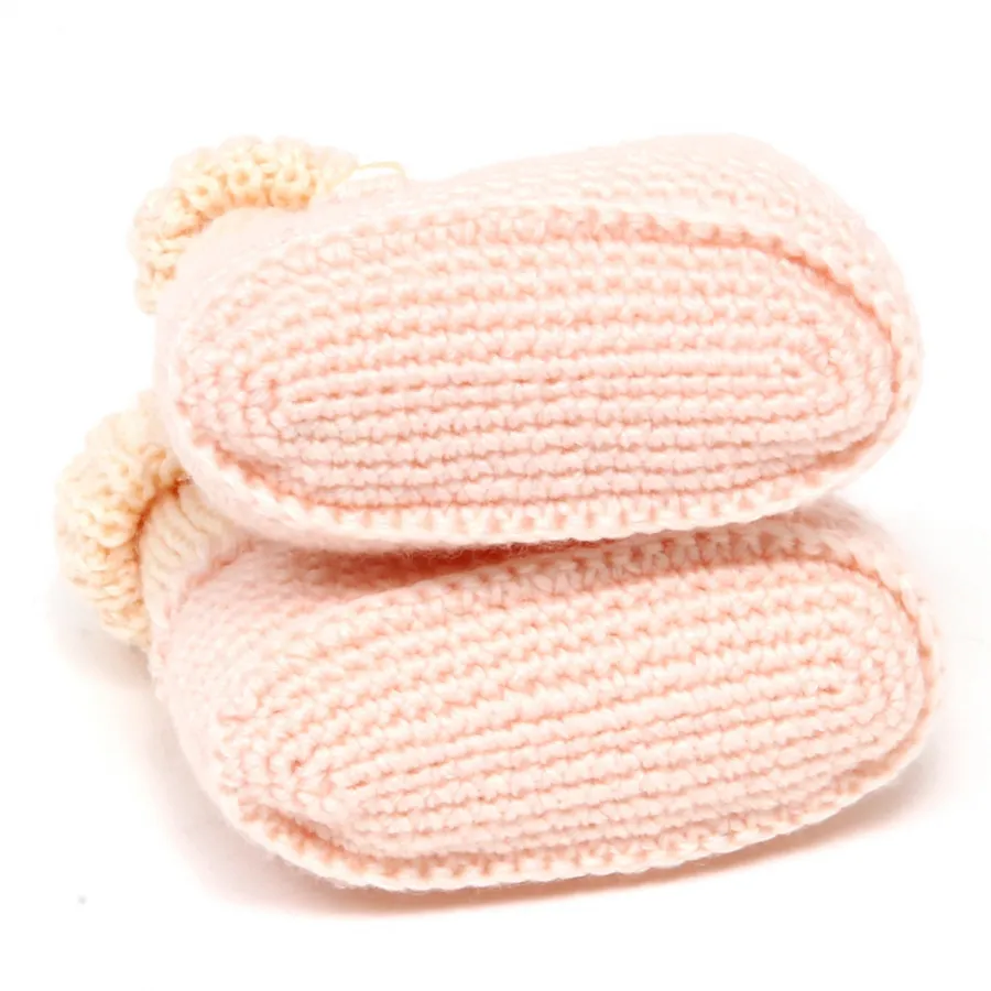 F5314 scarpine lana bimba girl PAULA pink wool newborn shoe