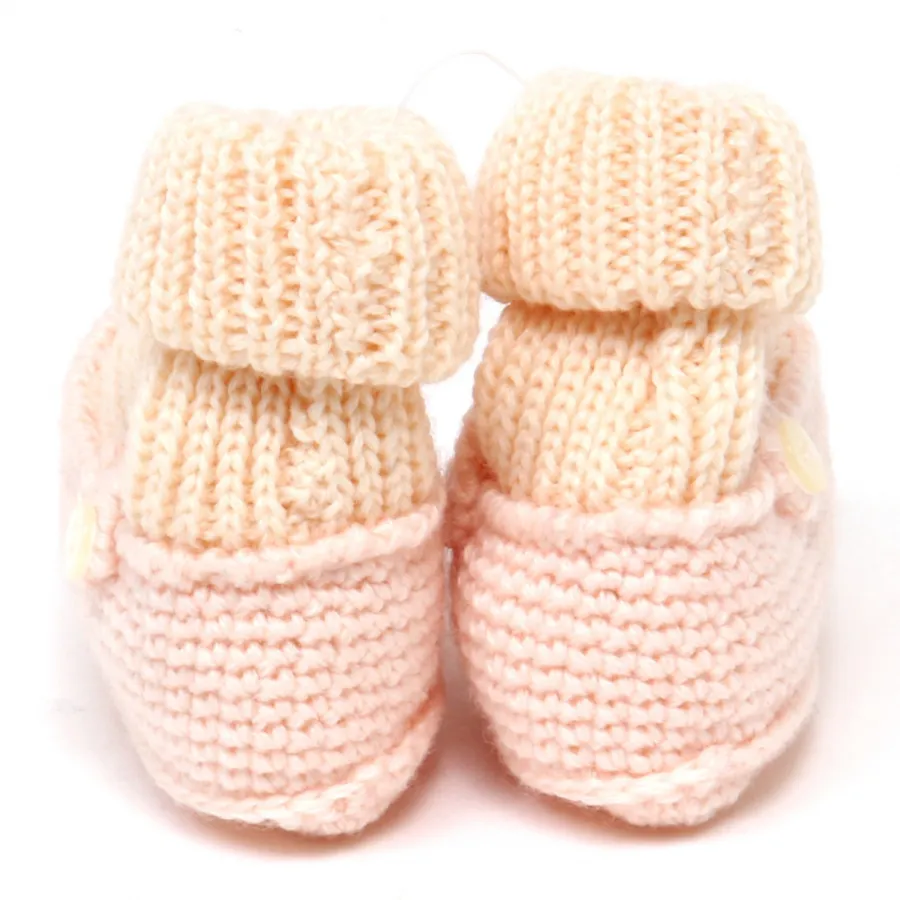 F5314 scarpine lana bimba girl PAULA pink wool newborn shoe