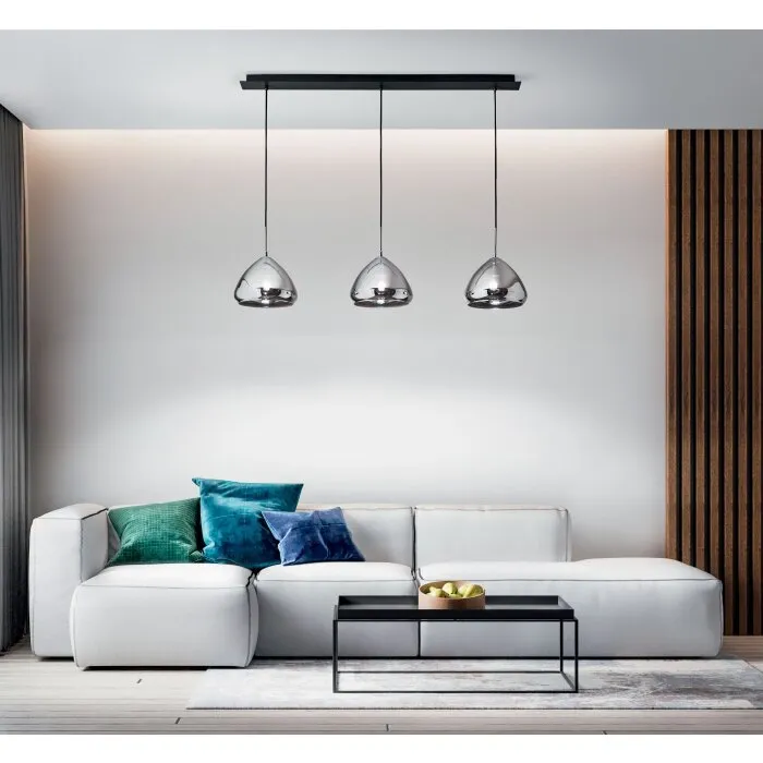 Fabas Luce Glow Lampada a Sospensione Nero, 3-Luci